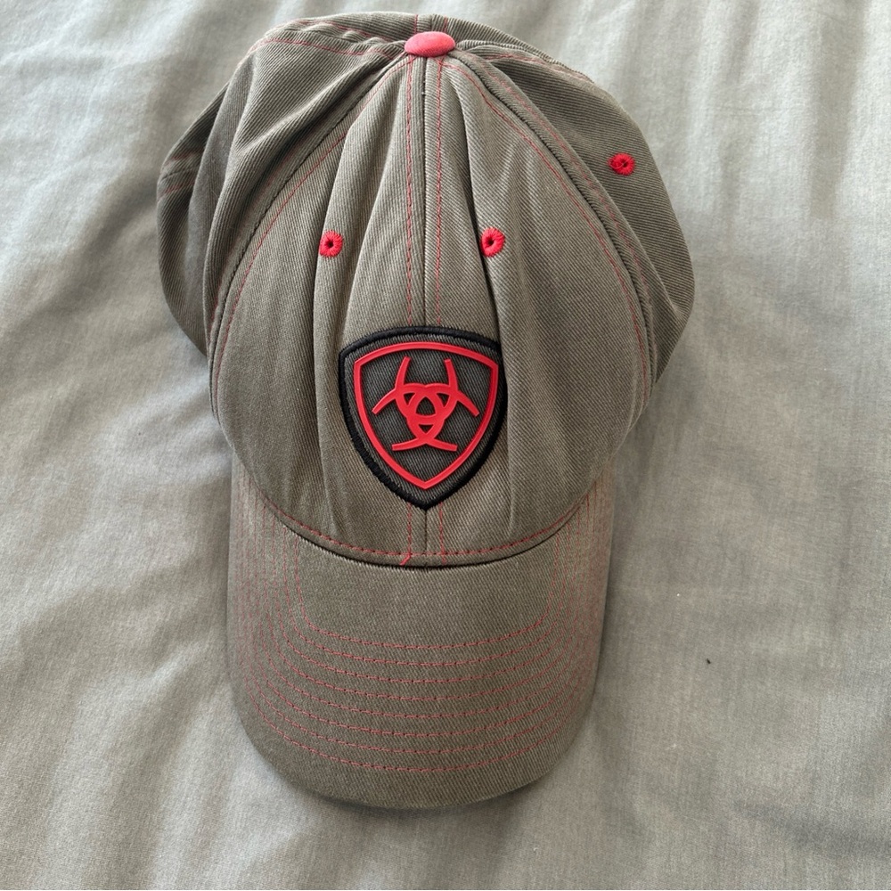 Ariat Gray and Red Baseball Cap